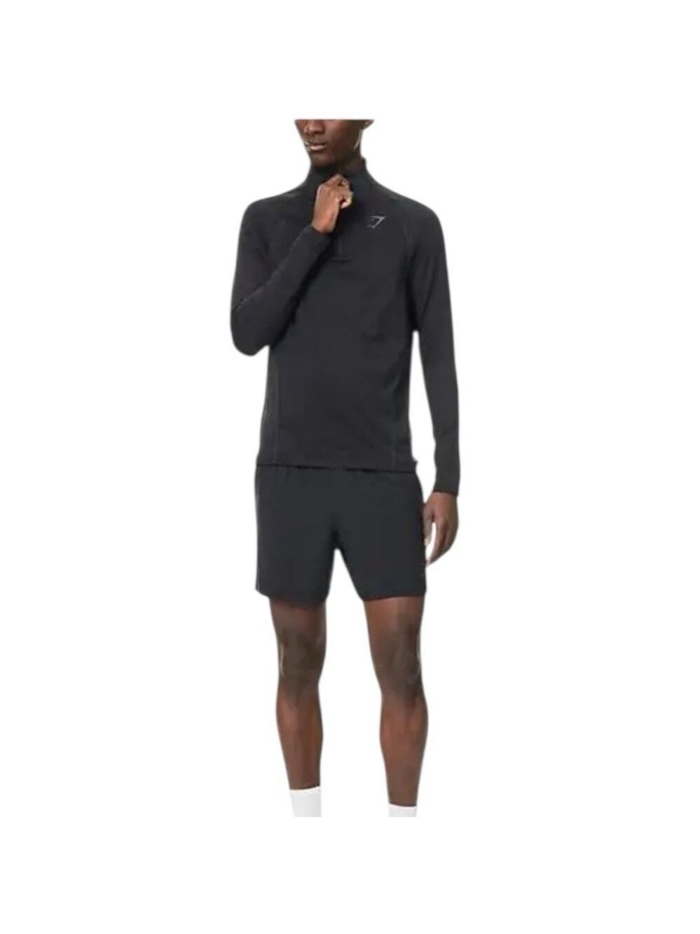 Gymshark Mens Pullover L Dry 14 Zip Black Long Sleeve Lightweight Athletic Top
